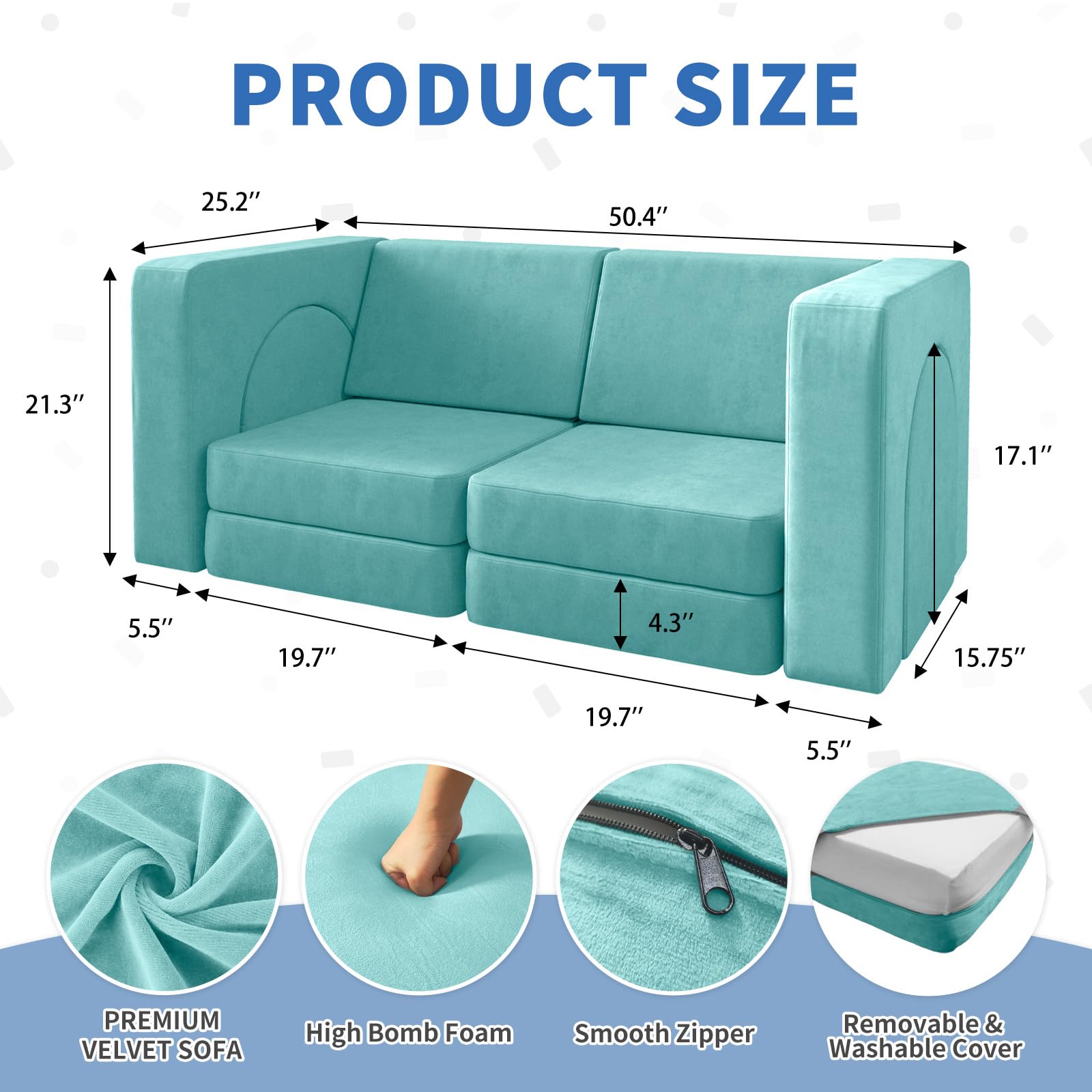 wanan Kids Couch 10PCS, Modular Kids Play Couch for Playroom Bedroom, 10 in 1 Multifunctional Kid Sofa for Playing, Creativing, Sleeping, Indoor Toddler Couches for Boys and Girls(Dark Grey)