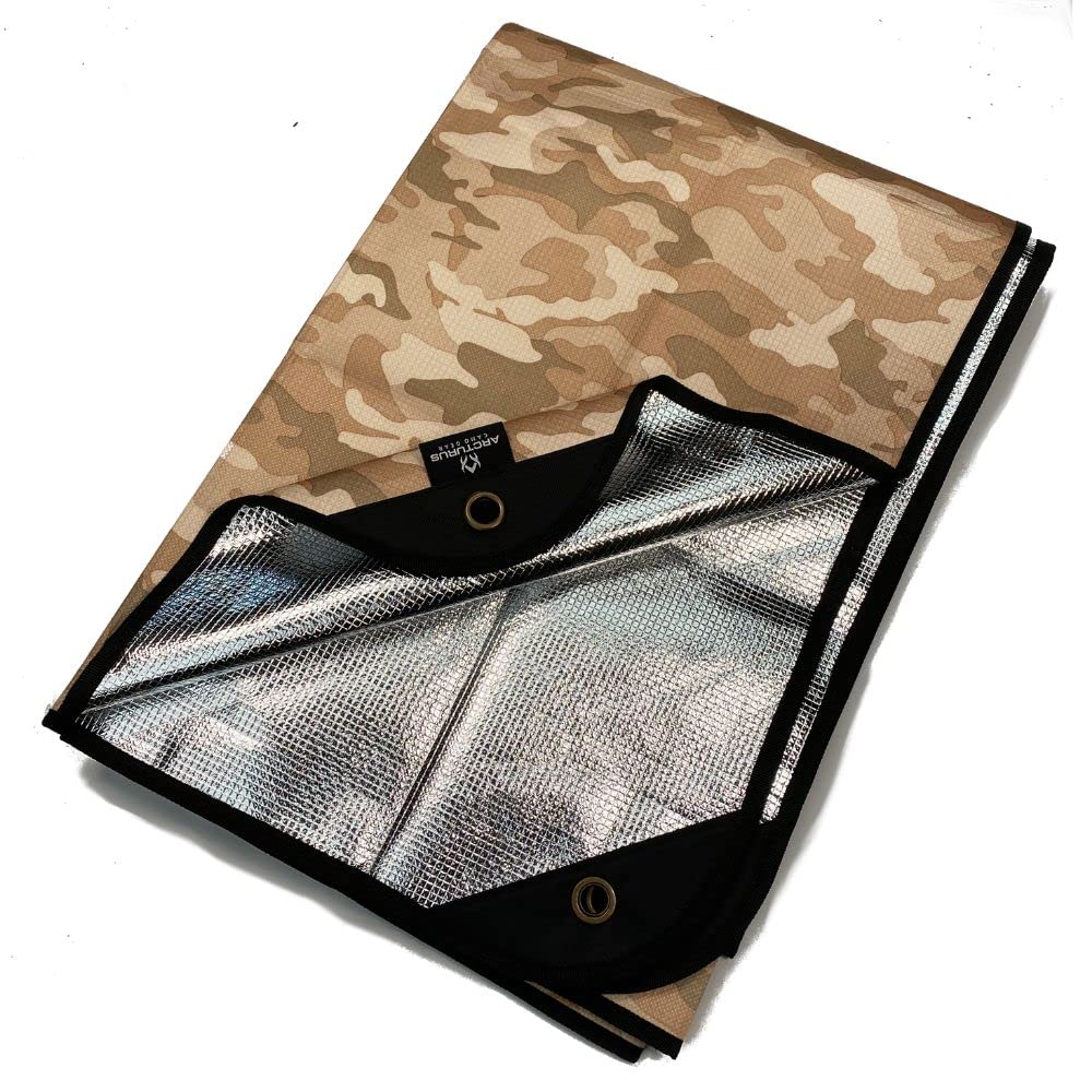 Arcturus Insulated Tarp, Reusable Heavy Duty Thermal Survival Blanket – 60x82in, Reflects 90% Body Heat, Waterproof, Windproof, 3-Layer Design, Reinforced Grommets, Black