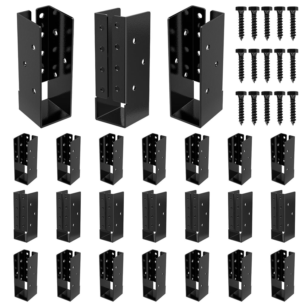 FMhotu Concealed Joist Hanger (1 Pack),4"x6" Outdoor Concealed-Flange Joist Bracket with Screws, Q235B Steel Powder Coated Concealed Mount Light Joist Hangers for 4"x6" Beam, Swing, Handrail, Fence