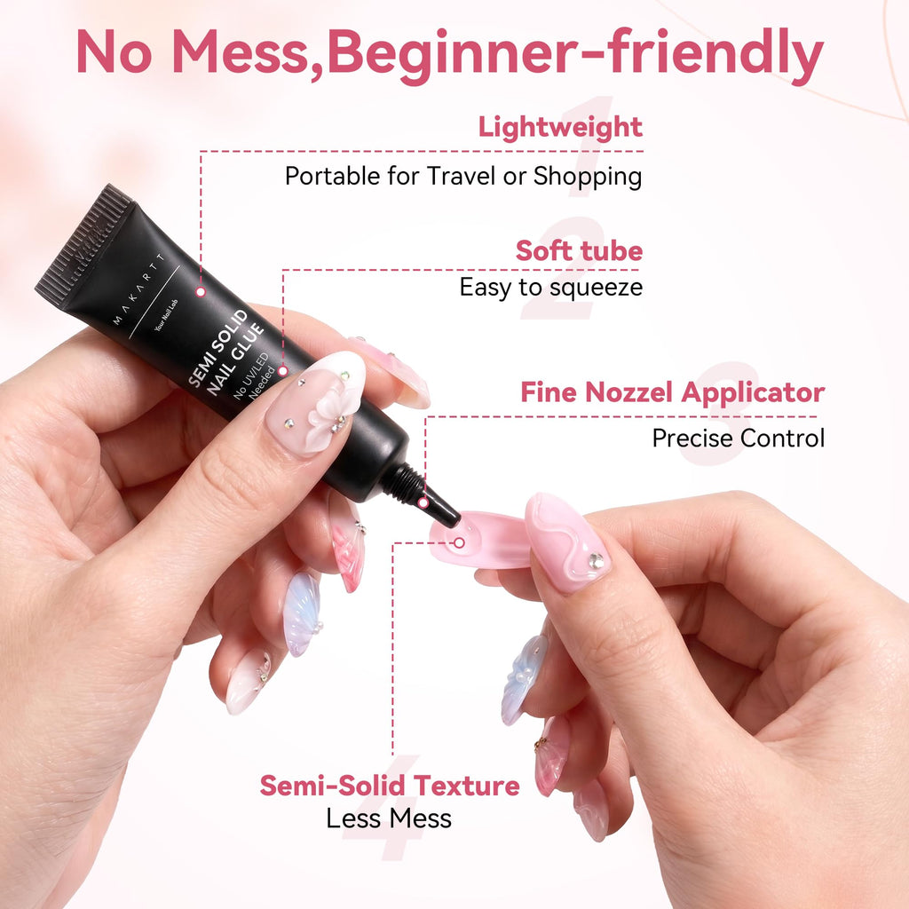 Makartt Rhinestone Glue for Nails: Super Strong Gel Nail Glue for Nail Charms Gems Decorations, 3D Gel Nail Art Bling Jewel Diamonds for Salon & DIY Manicure, 30ML UV Lamp Cured Need Beauty Gifts