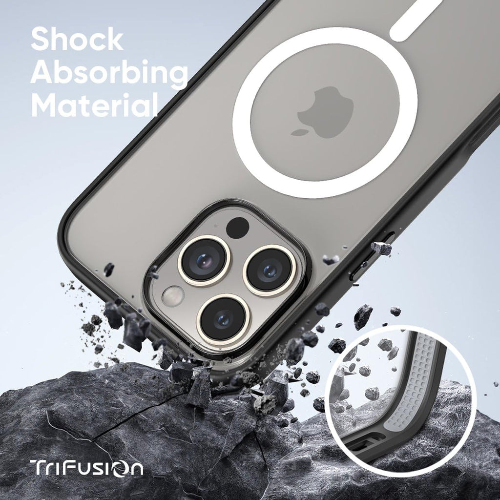 FLOLAB Surtect Tri-Fusion Magnetic for iPhone 16 Case Protective Slim Design Magsafe Compatible Military Grade - Black Clear