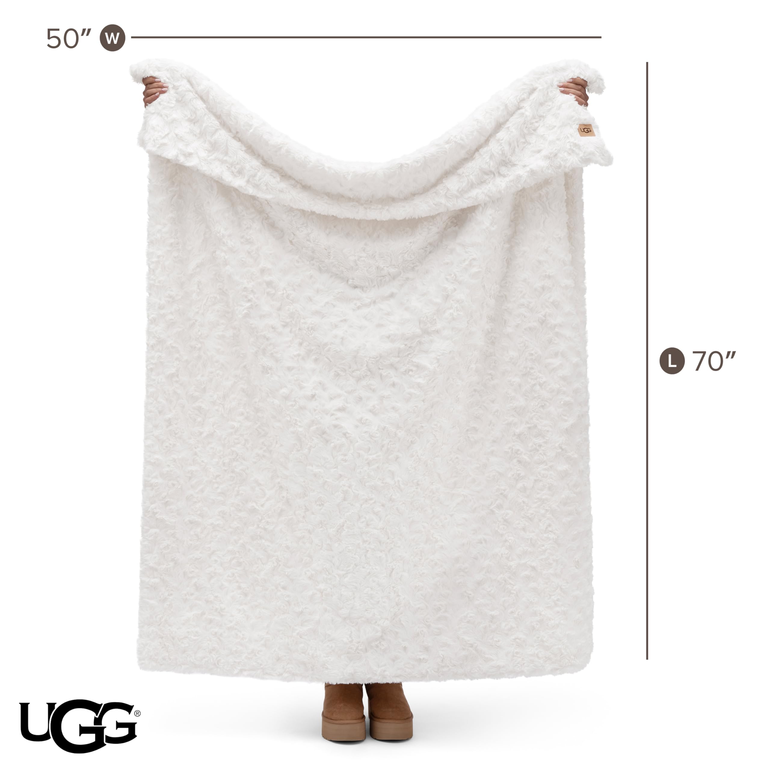 UGG Adalee Faux Fur Twin Size Blanket, Warm Cozy Blanket, Extra Large Throw for Sofa, Washable Bedding for Twin XL Size Bed, Cute Room Decor, 66" x 90", Oyster Brown