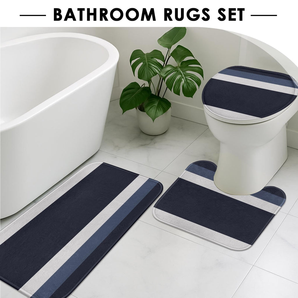 Beige Geometric Shower Curtain Set with Toilet Lid Cover and Non-Slip Rugs for Bathroom, Black Grey White Checkered 4 Pcs Shower Curtain, Modern Abstract Bathroom Set with 12 Hooks