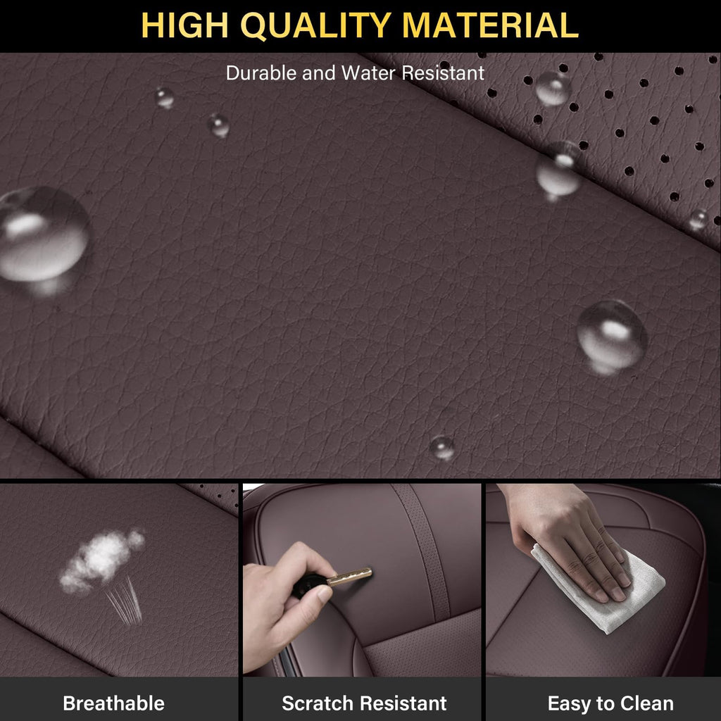 Coverado Chevy Silverado Seat Covers, Faux Leather Seat Covers Fit for Chevy Silverado GMC Sierra 2007-2025 1500, 2015-2025 2500HD 3500HD Crew Double Extended Cab (Front, Black)