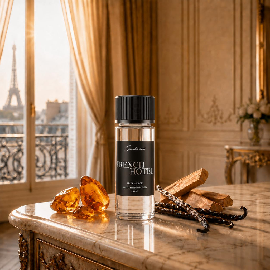 Scentiment French Hotel Diffuser Oil - Premium Hotel Scent with Notes of Clove, Patchouli & Sandalwood Home Scent, Aromatherapy Fragrance Oil Diffuser Refill - 0.68 fl oz (20 mL)
