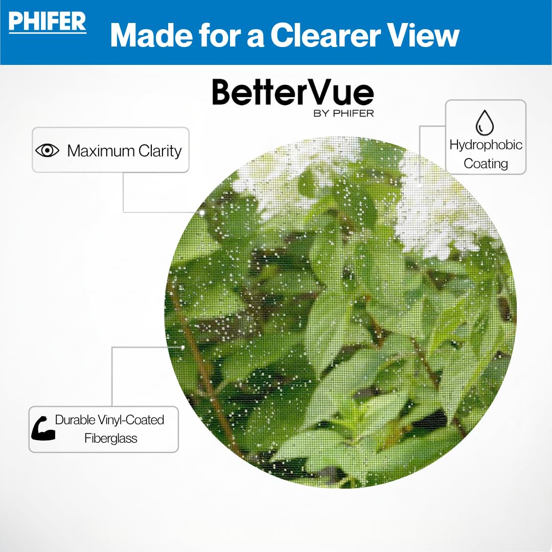 Phifer BetterVue High-Visibility Mesh Screen for Patio Porch, Screen Door Mesh, & Balcony - High Transparency Window Screening for Porches Roll - (24 in x 25 ft) - DIY Replacement & Repair