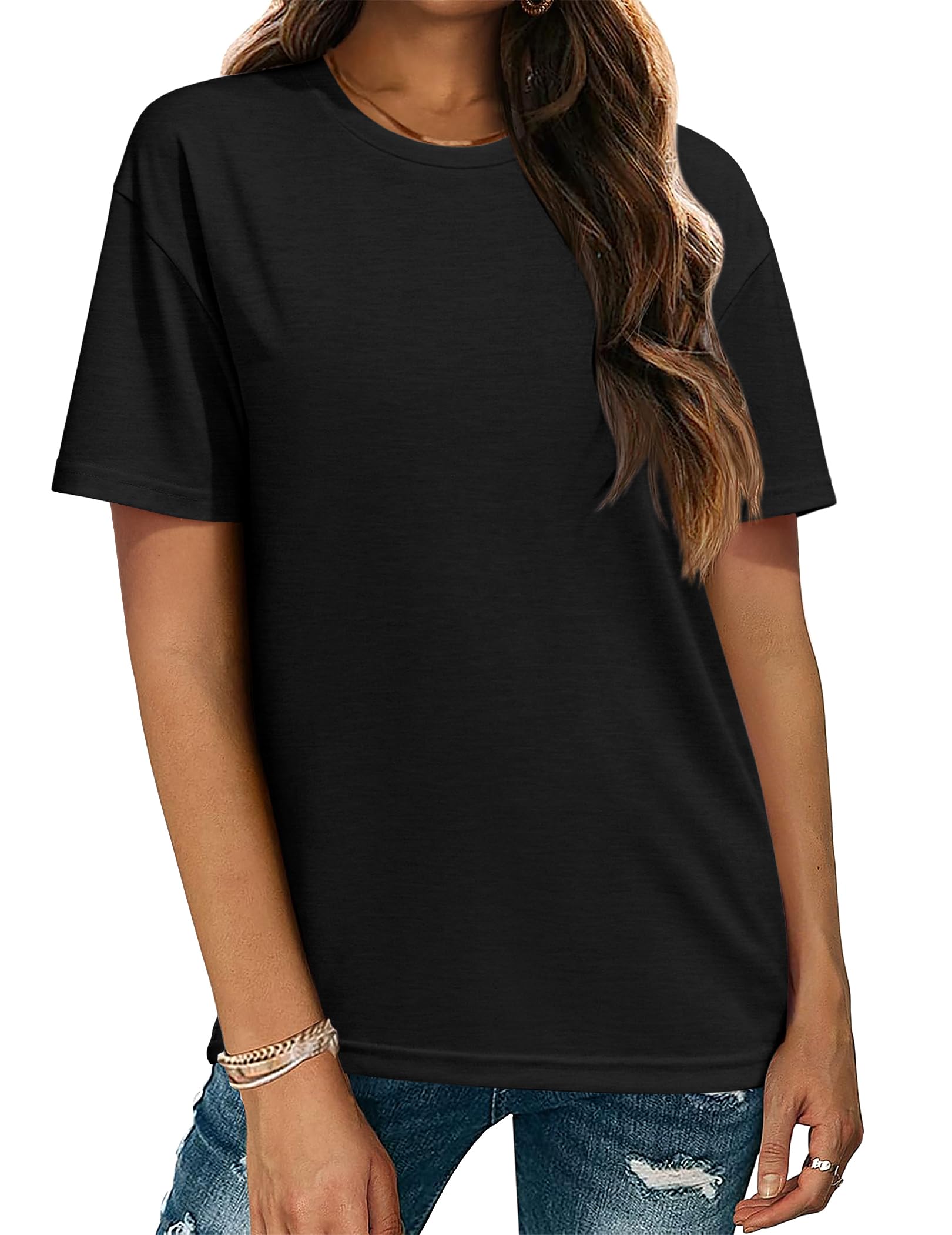 Zeagoo Women's T-Shirts Short Sleeve Tops Summer Casual Blouse Crew Neck Basic Shirt 2 Pack Loose Fit Tee