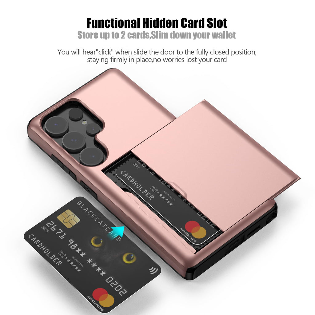 Nvollnoe for Samsung Galaxy S25 Case with Card Holder Dual Layer Heavy Duty Protective Case Hidden Card Slot Slim Wallet Cover for Samsung S25 6.2''(Black)