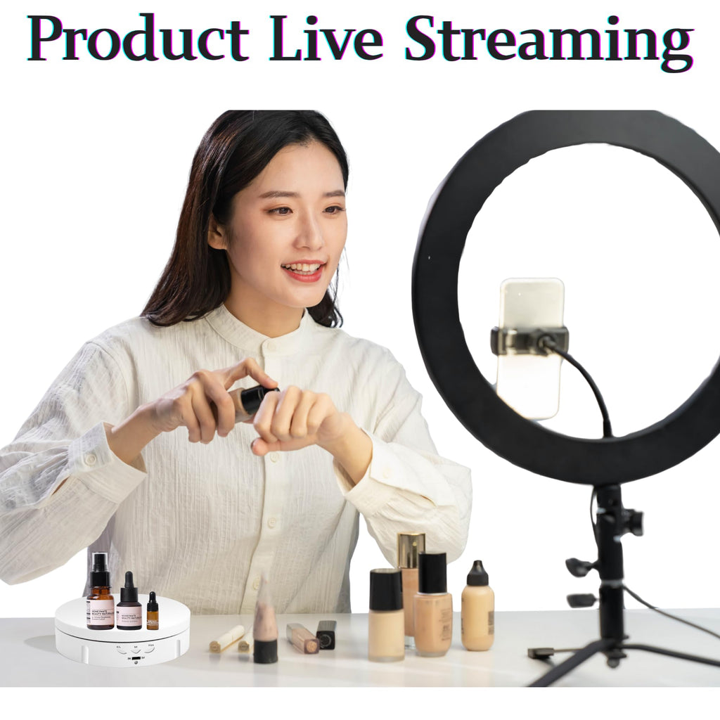 JAYEGT Motorized Rotating Display Stand, 5.74inch /22lbs Load, 360 Degree Electronic Turntable Display Stand for Photography Products Shows , Jewelry, Watch, 3D Models, Cake (Black/Button Control/rechargeable)