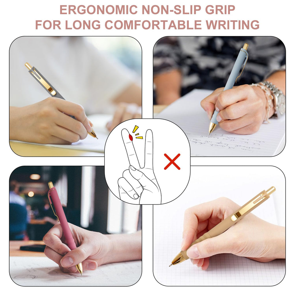 Linbsunne Ballpoint Pens Medium Point 1mm Pen with Super Soft Grip Ball Point Pen for Men Women Retractable Pens (Blue Ink+Black Ink+Red Ink)