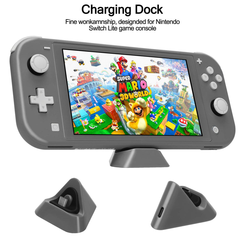 Switch Lite Accessories Bundle, Kit with Carrying Case,TPU Case Cover with Screen Protector,Charging Dock,Playstand, Game Card Case, USB Cable, Stylus,Thumb Grip Caps for Nintendo Switch Lite (Black)