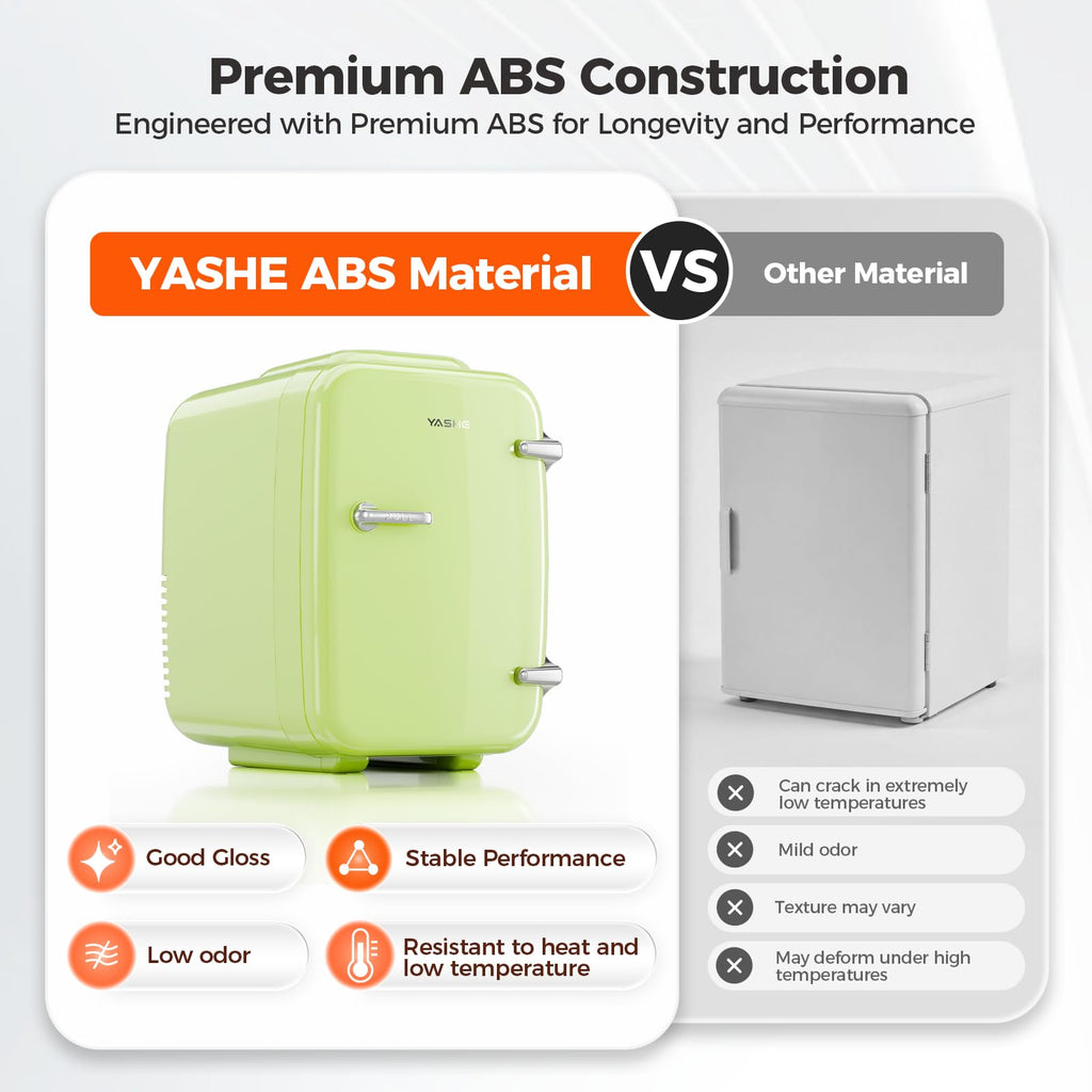 YASHE Mini Fridge, 4 Liter/6 Can Mini Makeup Fridge, 110V AC/ 12V DC Portable Thermoelectric Cooler&Warmer for Skincare, Drink, Cosmetic, Medicine, Small fridge for Bedroom, Office, Dorm, Car, Black