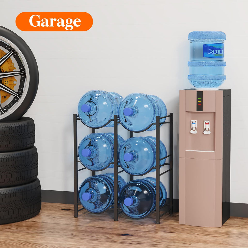 Lifewit 5 Gallon Water Jug Holder, 3 Tier Water Bottle Stand, 3 Slots Heavy Duty Water Dispenser Rack for Gallon Jugs, 126 lb/57 kg Capacity Detachable Water Jug Shelf Organizer for Home/Office Black