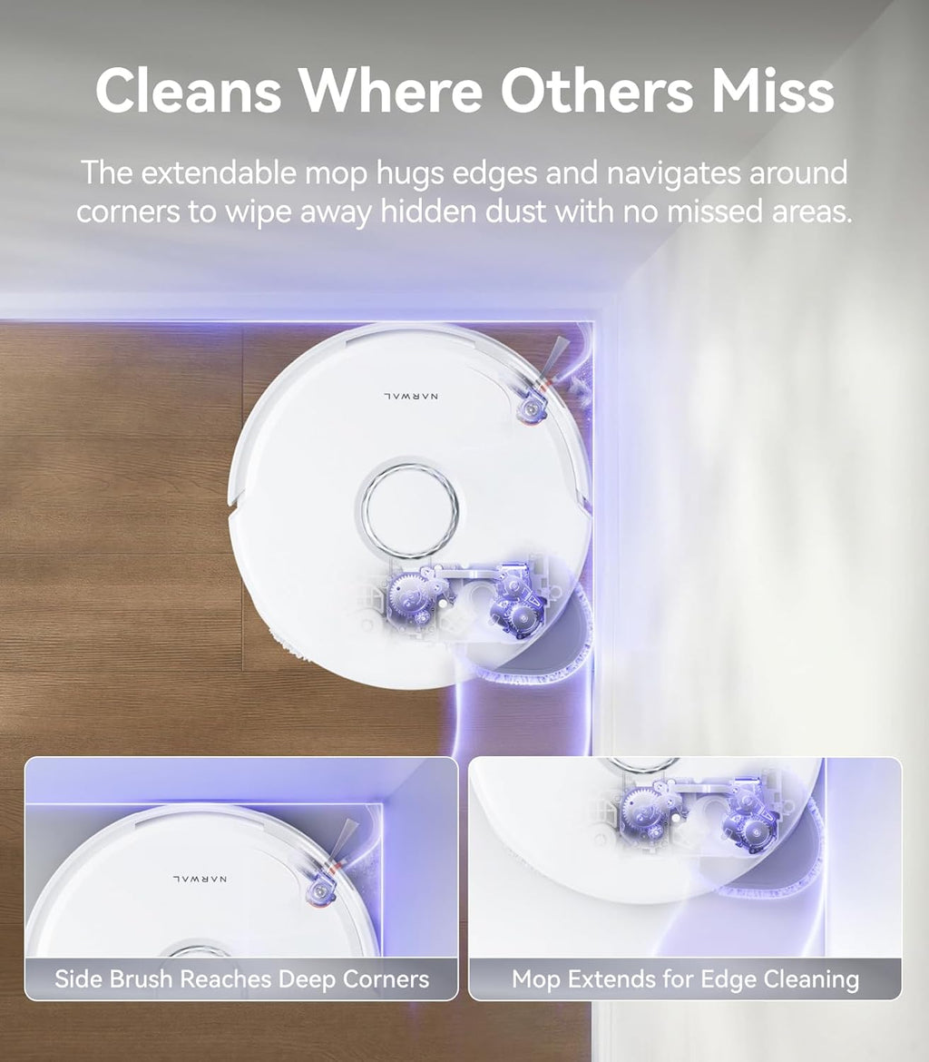 NARWAL Freo Z10 Turbo Robot Vacuum and Mop Combo, 25,000Pa Powerful Cleaning for Every Surface, Tangle-Free for Pet Hair, Smart Obstacle Avoidance, Self-Emptying, Mop Washing, for Carpet & Hard Floors
