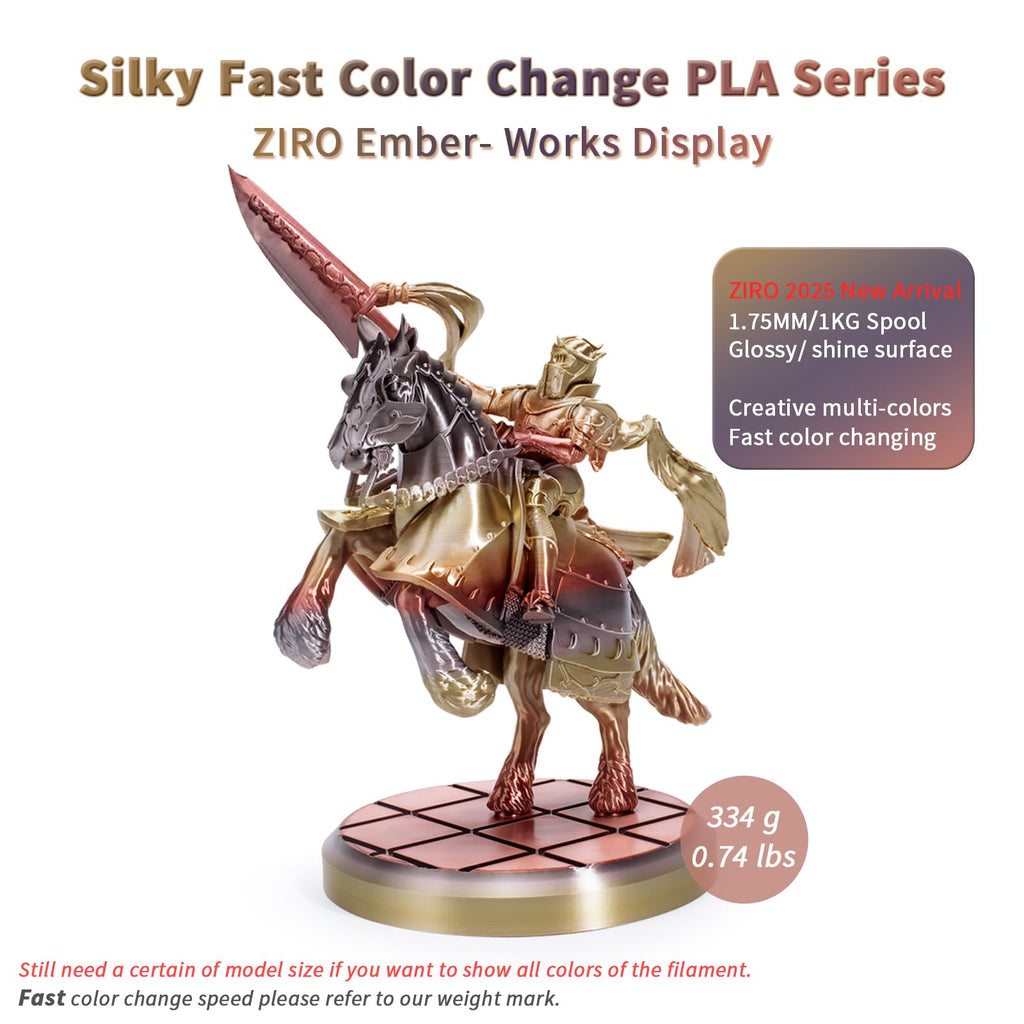 ZIRO Fast Color Change PLA, 1.75mm Color Gradient Filament, Glossy Rainbow PLA Filaments, Fit Most 3D Printer Pen, Shiny Surface 1KG/2.2lbs Spool, Aqua Sky (Silk)