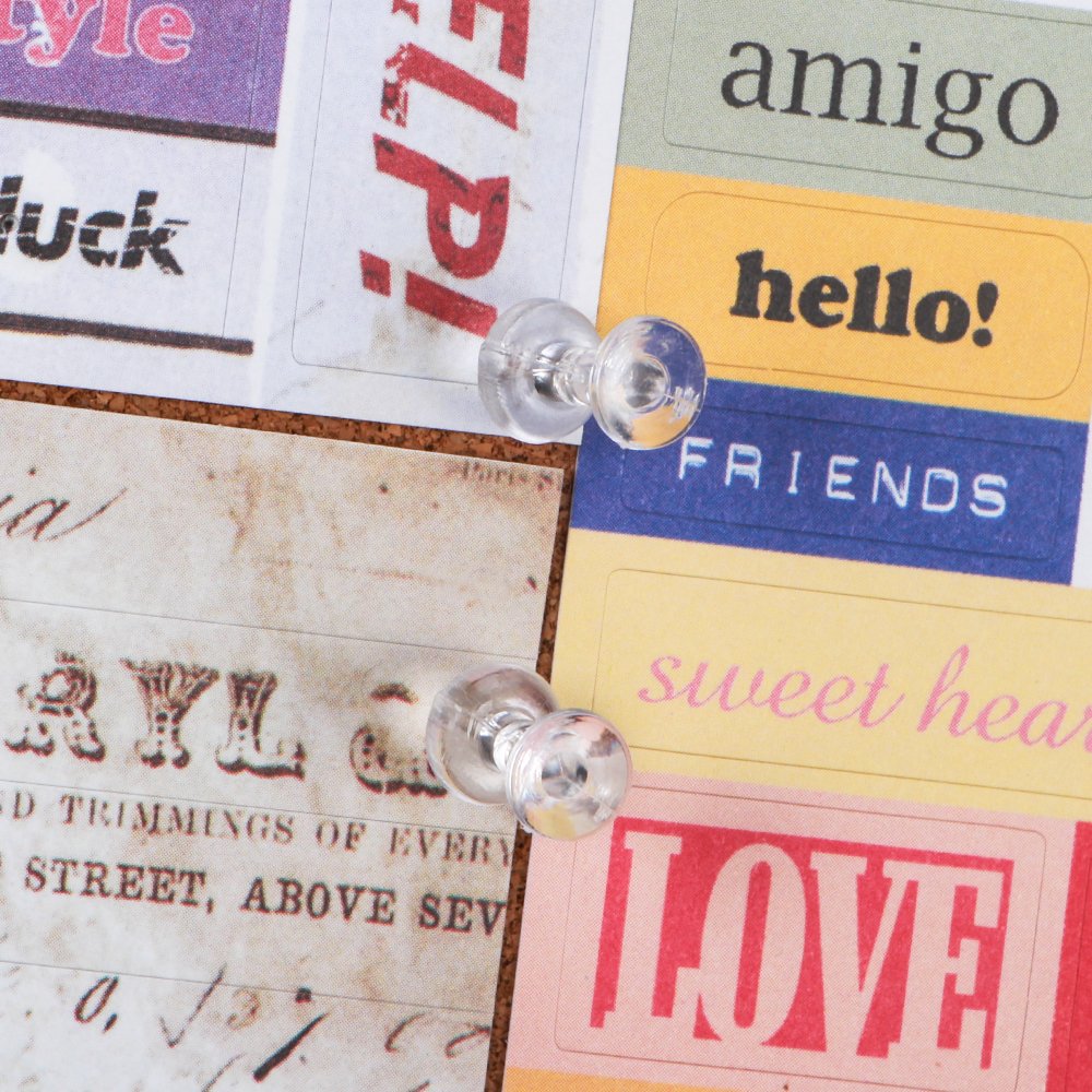 Push Pins 600 Count, Standard Clear Thumb Tacks Steel Point and Clear Plastic Head