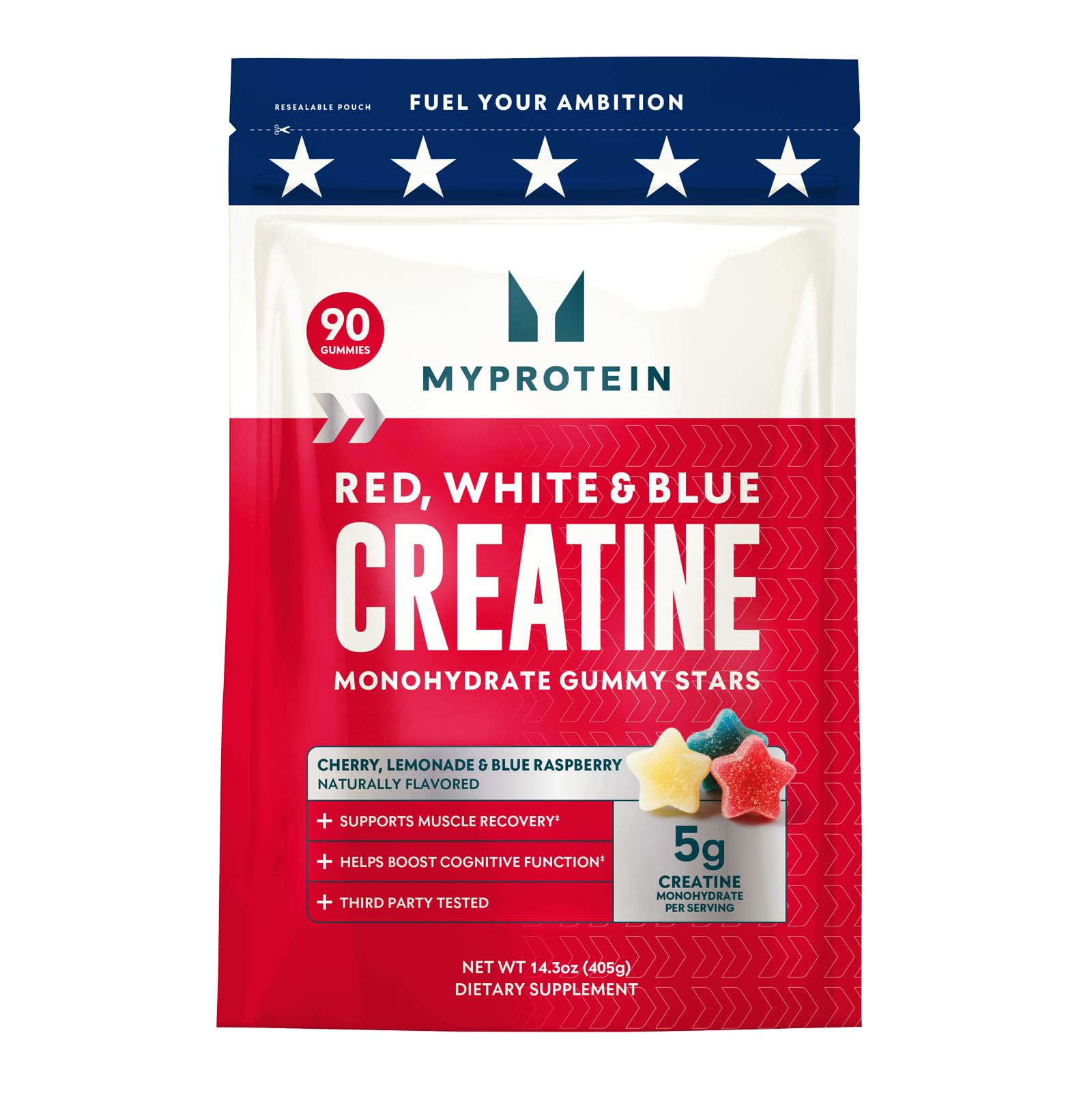 Myprotein Creatine Gummies, 5g Creatine Monohydrate per Serving, Lemon, 90 Count, 18 Servings, Chewable Post/Pre Workout Strength & Recovery Sports Nutrition Supplement, Vegan, Non-GMO