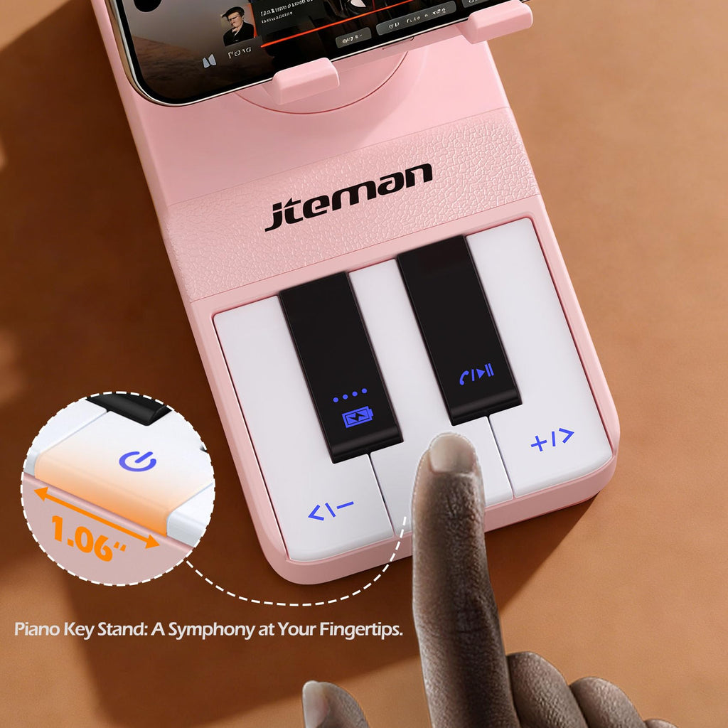 JTEMAN Cell Phone Stand with Bluetooth Speaker and Charging Stand,Piano Keys Design,Music Lovers & Teacher Gifts,Birthday Gifts for Men Women Dad Mom,Cool Tech Gadgets-Black
