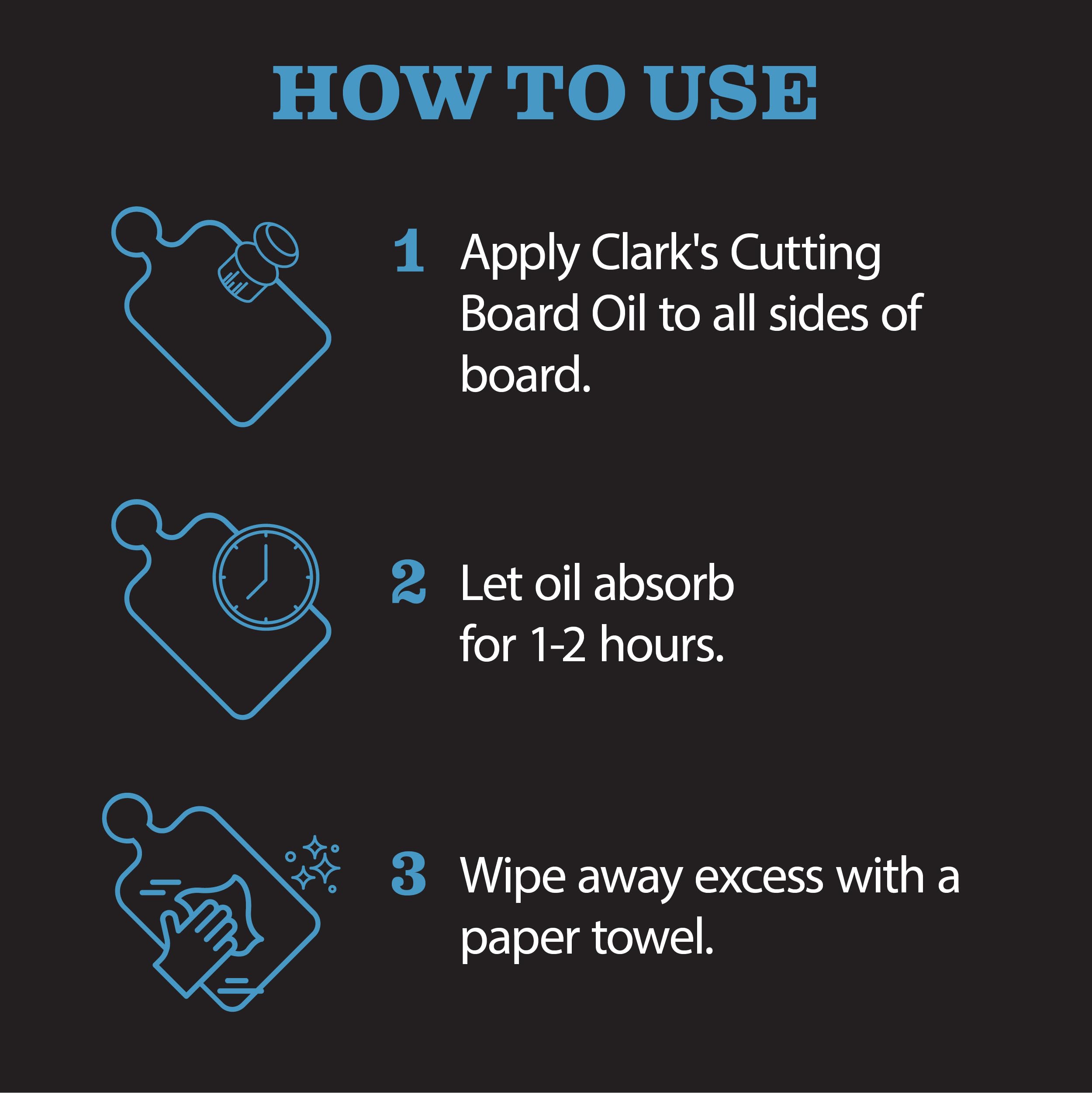 CLARK'S Cutting Board Care Kit with Coconut Oil - Includes Butcher Block Oil and Wax - Made with Refined Coconut Oil, Natural Beeswax, and Carnauba Wax - For Kitchen Countertops and Butcher Blocks