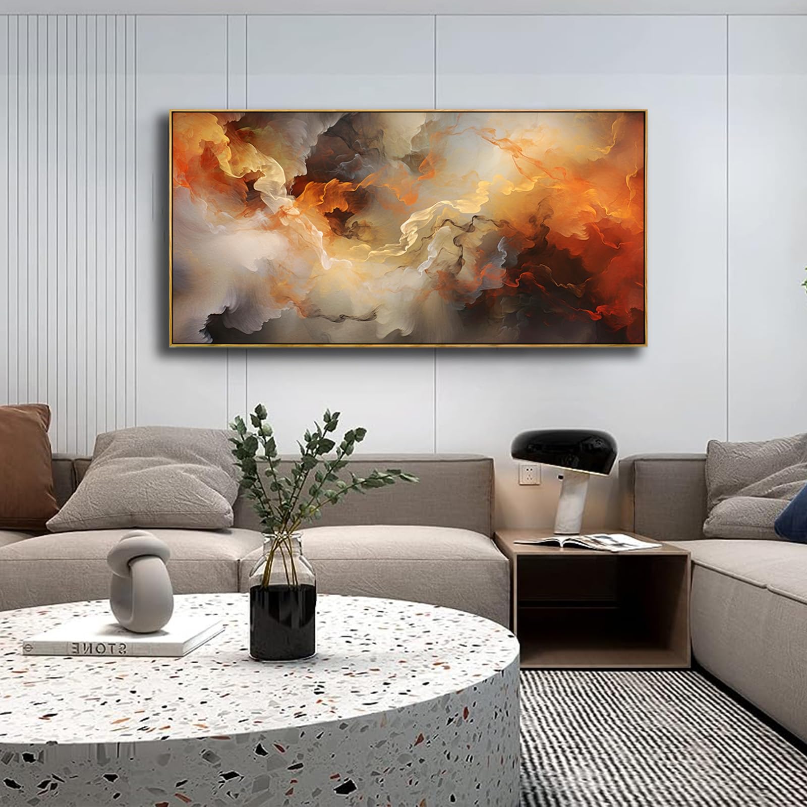 VHMING Abstract Wall Art Artwork Retro Trees Pictures Decor Canvas Painting Framed Ready to Hang Living Room Bedroom and Office Wall Decor 20x40 Inch