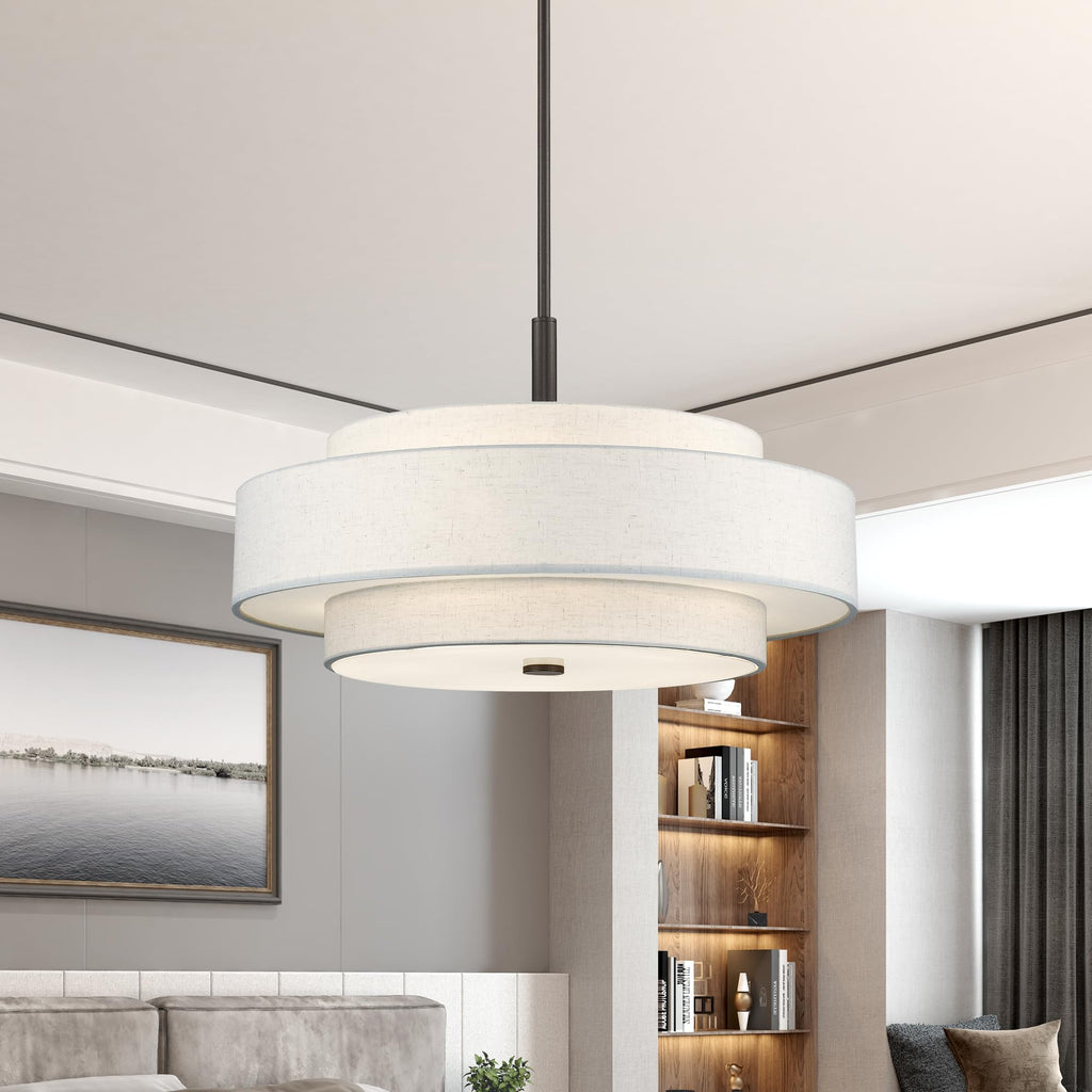 Livex Lighting Fabric Shade 52138-92 Meridian 5 Light English Bronze Pendant