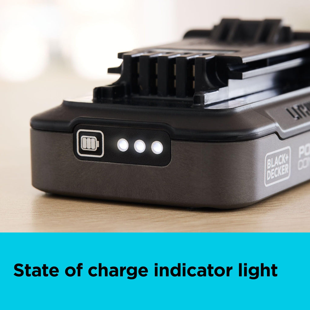 BLACK+DECKER 20V MAX POWERCONNECT 2.0 Ah Battery with State of Charge Indicator Light (LBD2020S)