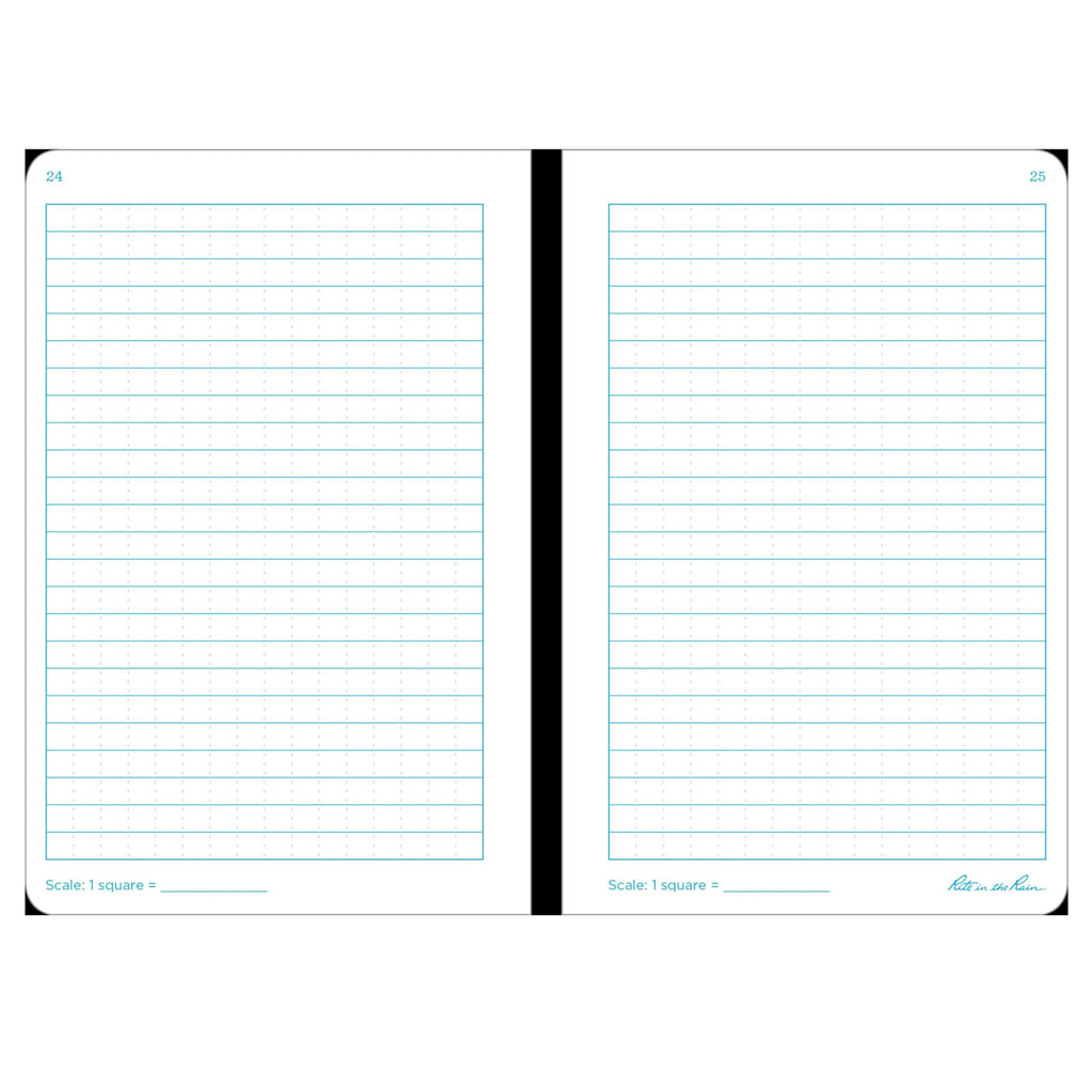Rite In The Rain Weatherproof Stapled Notebook, 4.625" x 7", Black Cover, Universal Pattern, 3 Pack (No. 771FX)