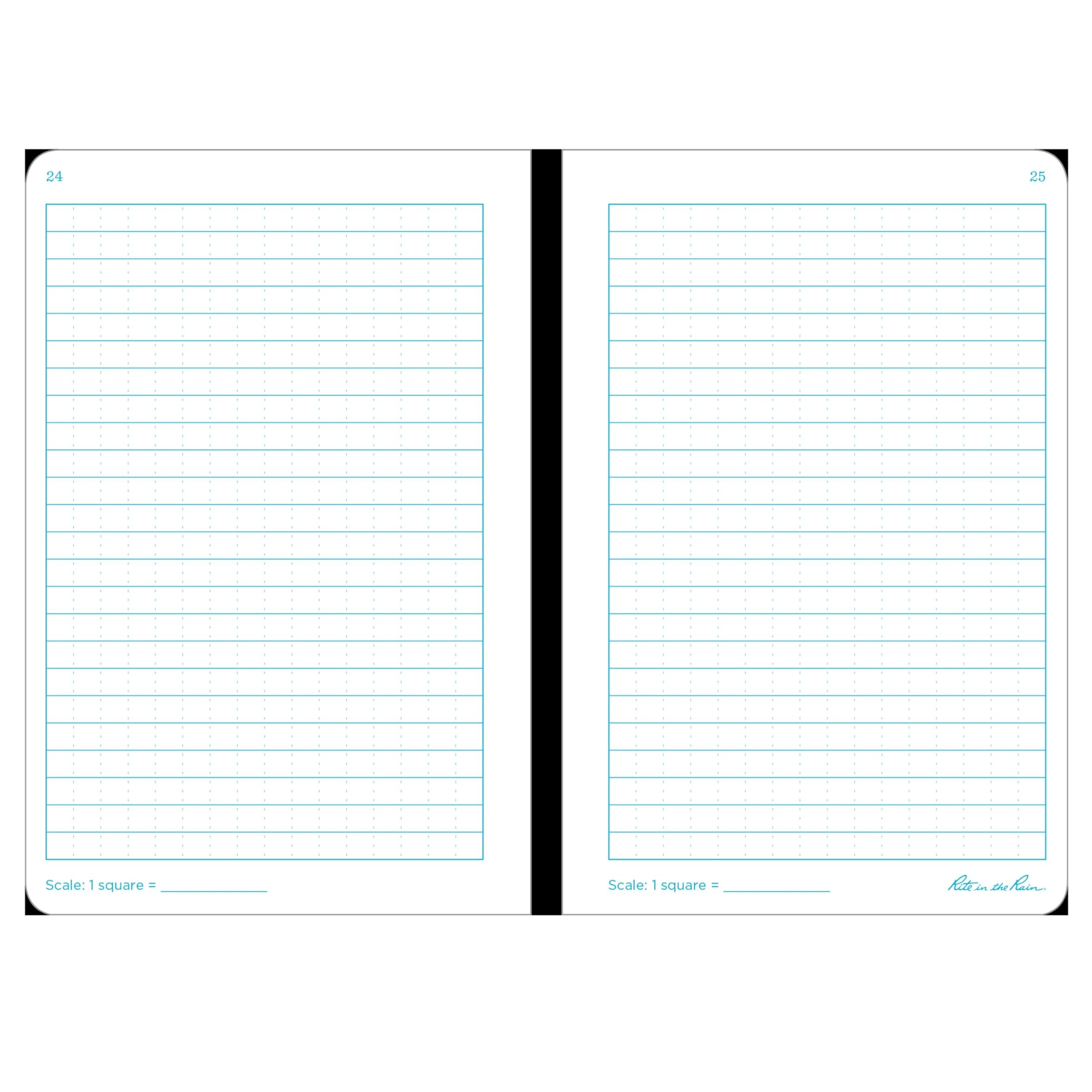Rite In The Rain Weatherproof Stapled Notebook, 4.625" x 7", Black Cover, Universal Pattern, 3 Pack (No. 771FX)