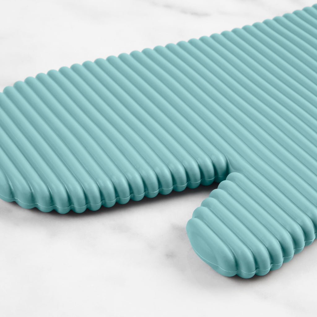 KITCHENAID Ribbed Soft Silicone Oven Mitt 2-Pack Set, 7.5"x13", Aqua Sky