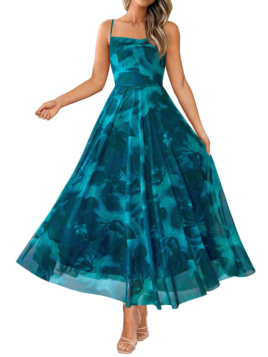 BTFBM Women Summer Floral Maxi Dresses Elegant Spaghetti Strap Dress Printed Party Dress Beach Long Dresses
