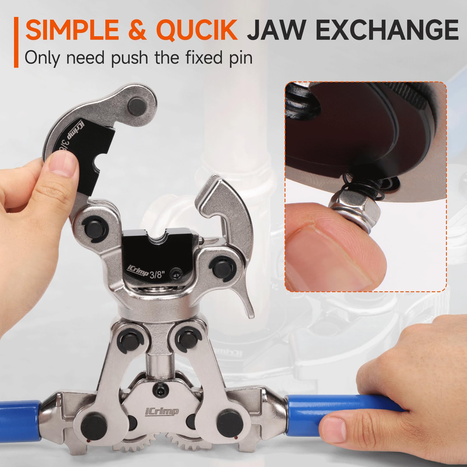iCrimp Copper Tube Press Tool 1/4"-7/8" for HVAC/R Refrigerant Lines, O-Ring Sealed Solderless Fitting Connection