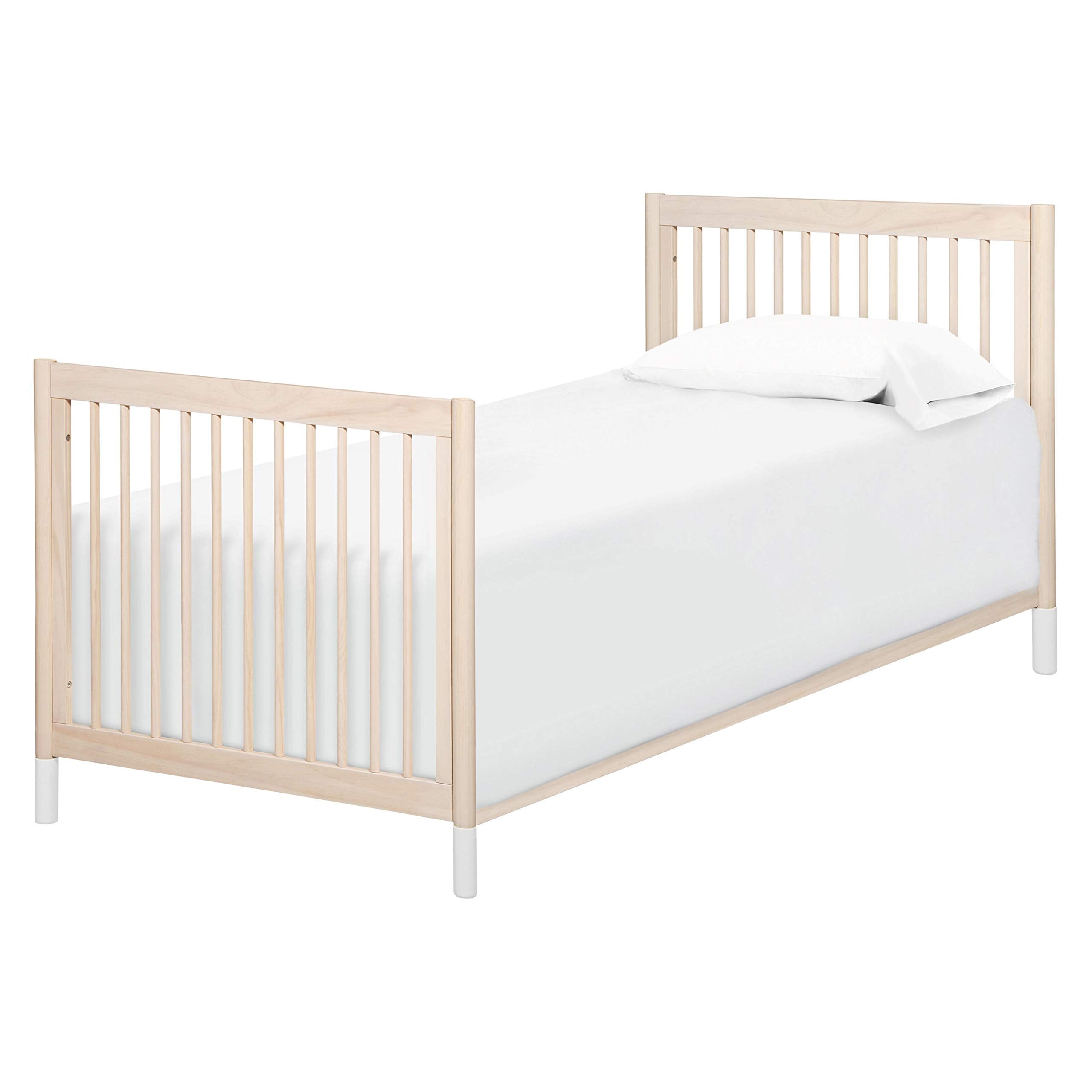 Babyletto Gelato 4-in-1 Convertible Mini Crib with Toddler Bed Conversion in Honey with Vegan Tan Leather Feet, Greenguard Gold Certified