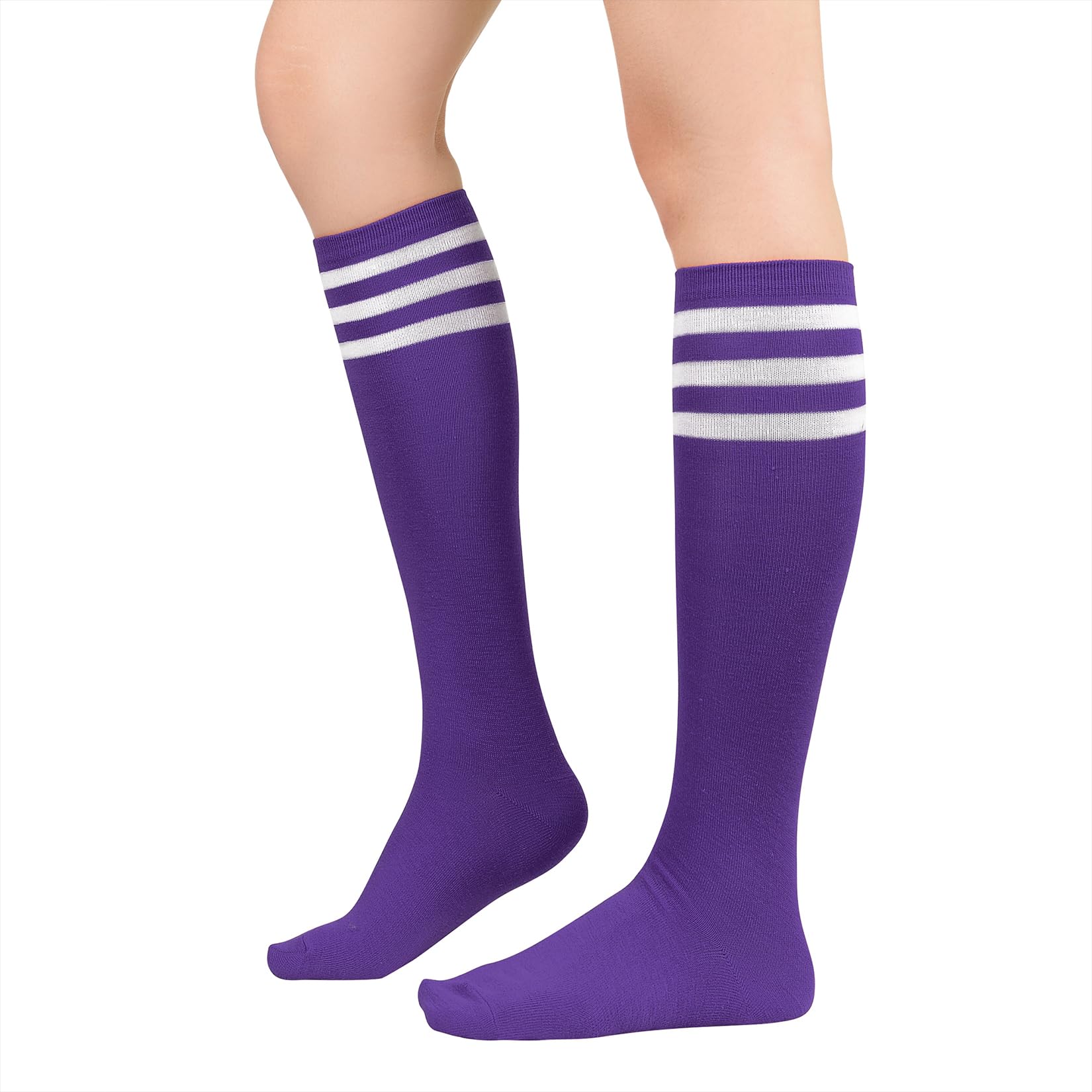 Century Star Knee High Striped Socks for Women - Long Thin Tube Sports Thigh High Socks Tall Stockings