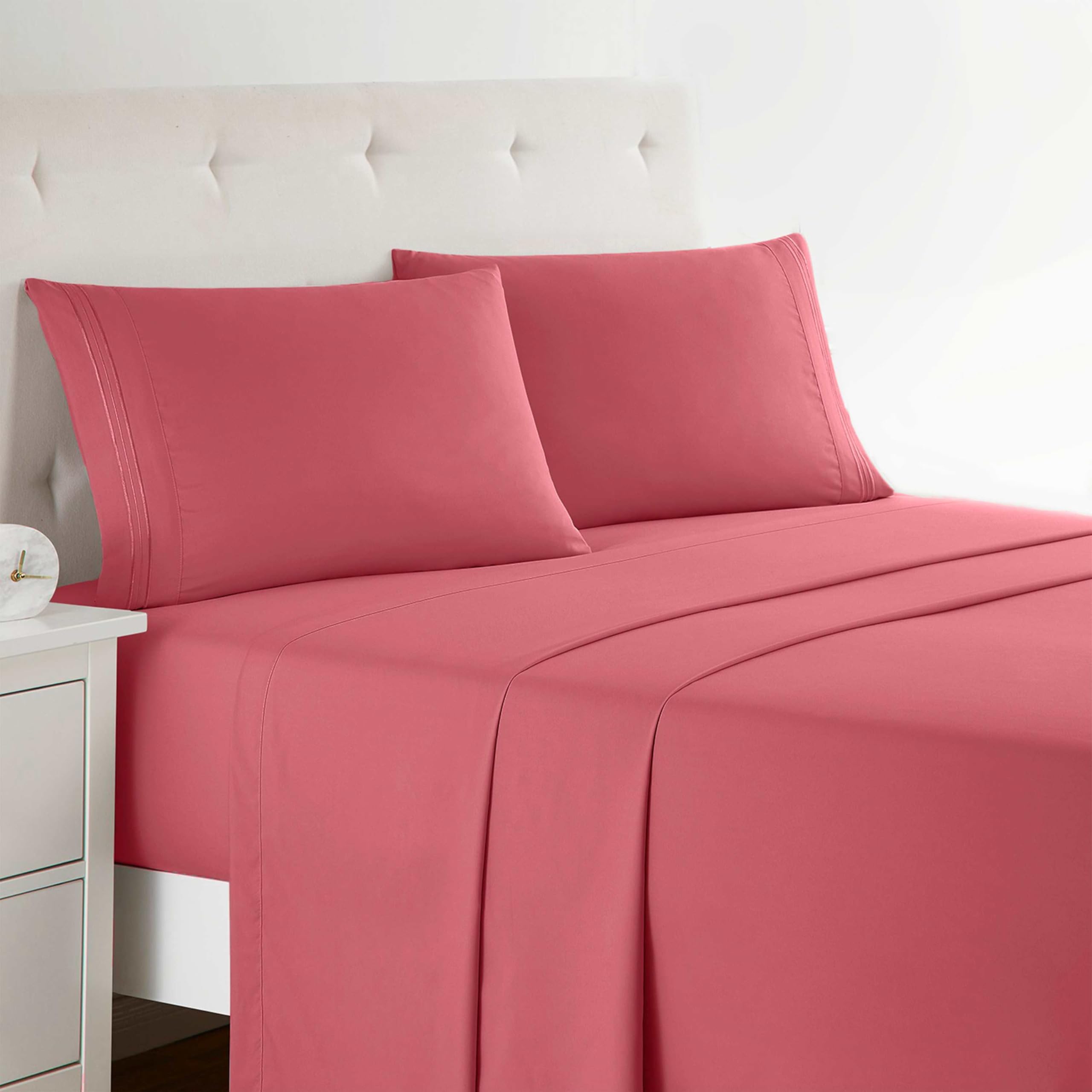 Clara Clark Bed Sheets, Premier 1800 Series 4 Piece Bed Sheet Set, Deep Pocket, Wrinkle, Fade, Stain Resistant, Luxury Soft Bedding Sheets & Pillowcases, Twin, Beach Blue