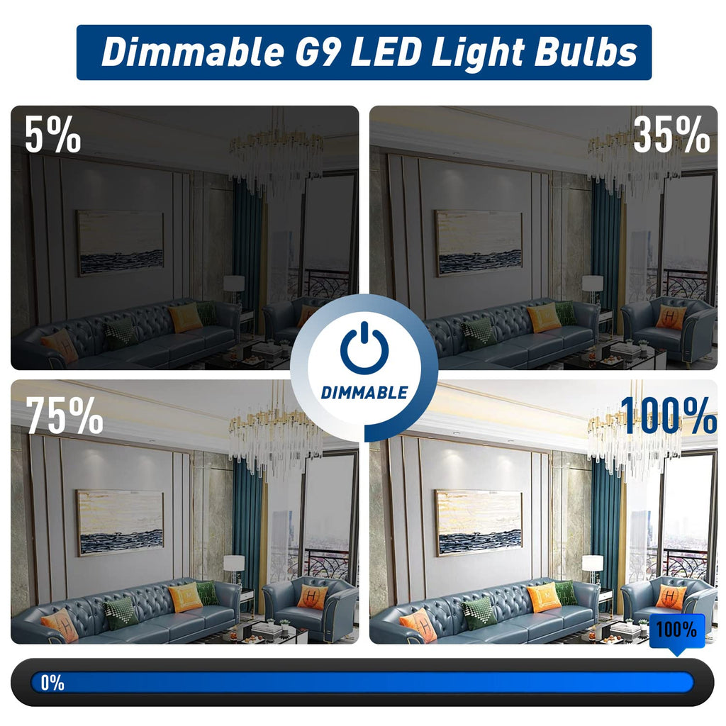 G9 LED Bulbs Dimmable 3W (T4 30W 25W 20W Halogen Bulb Equivalent), Warm White 2700K, 120V, 350LM Bi Pin or Chandelier Wall Pendant Ceiling Lamps,No Flicker 4-Pack