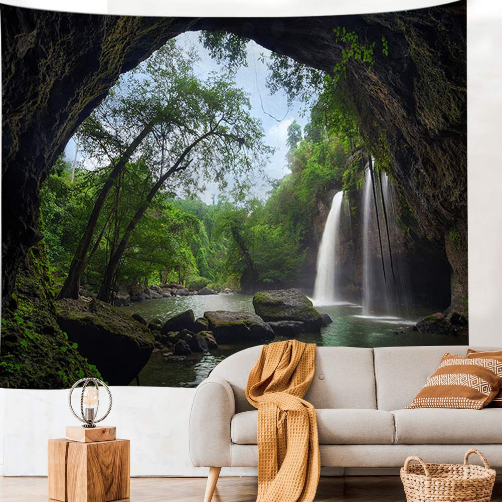 Llamazing Forest Landscape Home Decor - Living Room & Bedroom Magic Tapestry (Sunlight&Creek, 60''L51''W)
