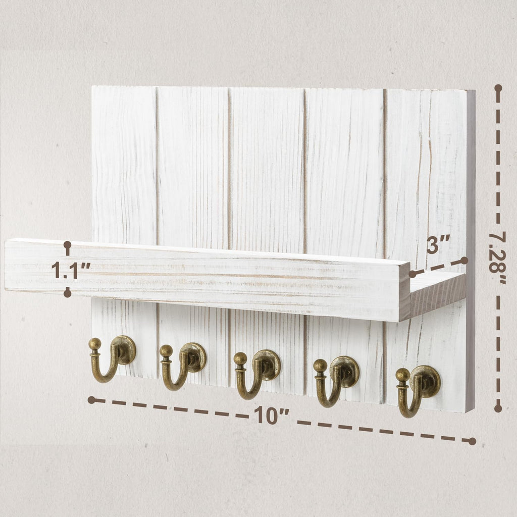 Rebee Vision Acacia Wood Key Holder Wall Mount – Farmhouse Key Holder for Wall & Mail Organizer with Shelf for Home Decor – Ideal for Apartment Essentials (Acacia Wood, 3.54" x 10" x 7.28")