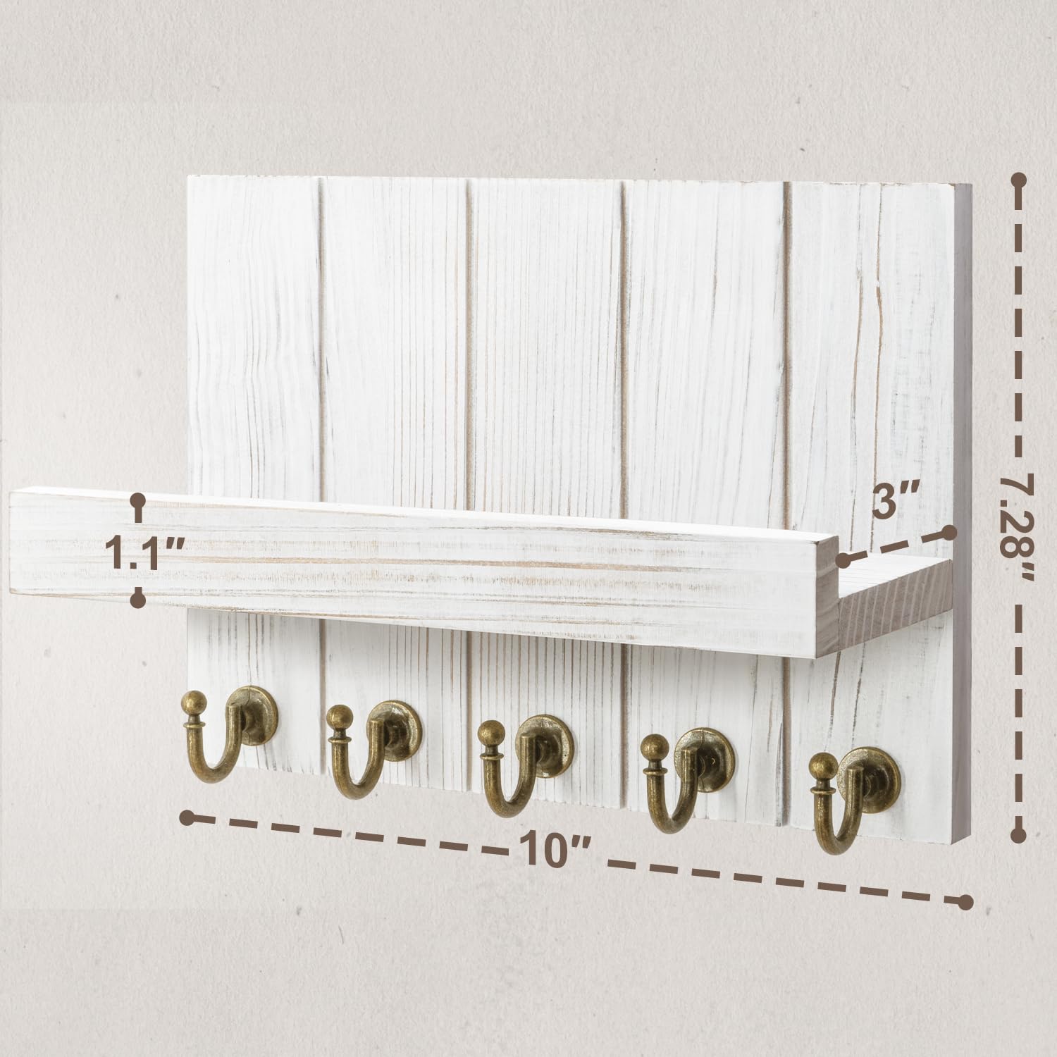 Rebee Vision Acacia Wood Key Holder Wall Mount – Farmhouse Key Holder for Wall & Mail Organizer with Shelf for Home Decor – Ideal for Apartment Essentials (Acacia Wood, 3.54" x 10" x 7.28")