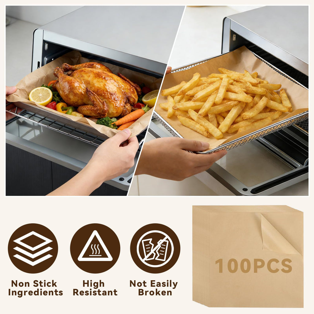 Replacement Baking Pan and Parchment Paper for Ninja Foodi SP101, Black Non-stick Baking Tray Air Fryer Liners Air Fryer Oven Accessories for Ninja Flip Toaster Oven