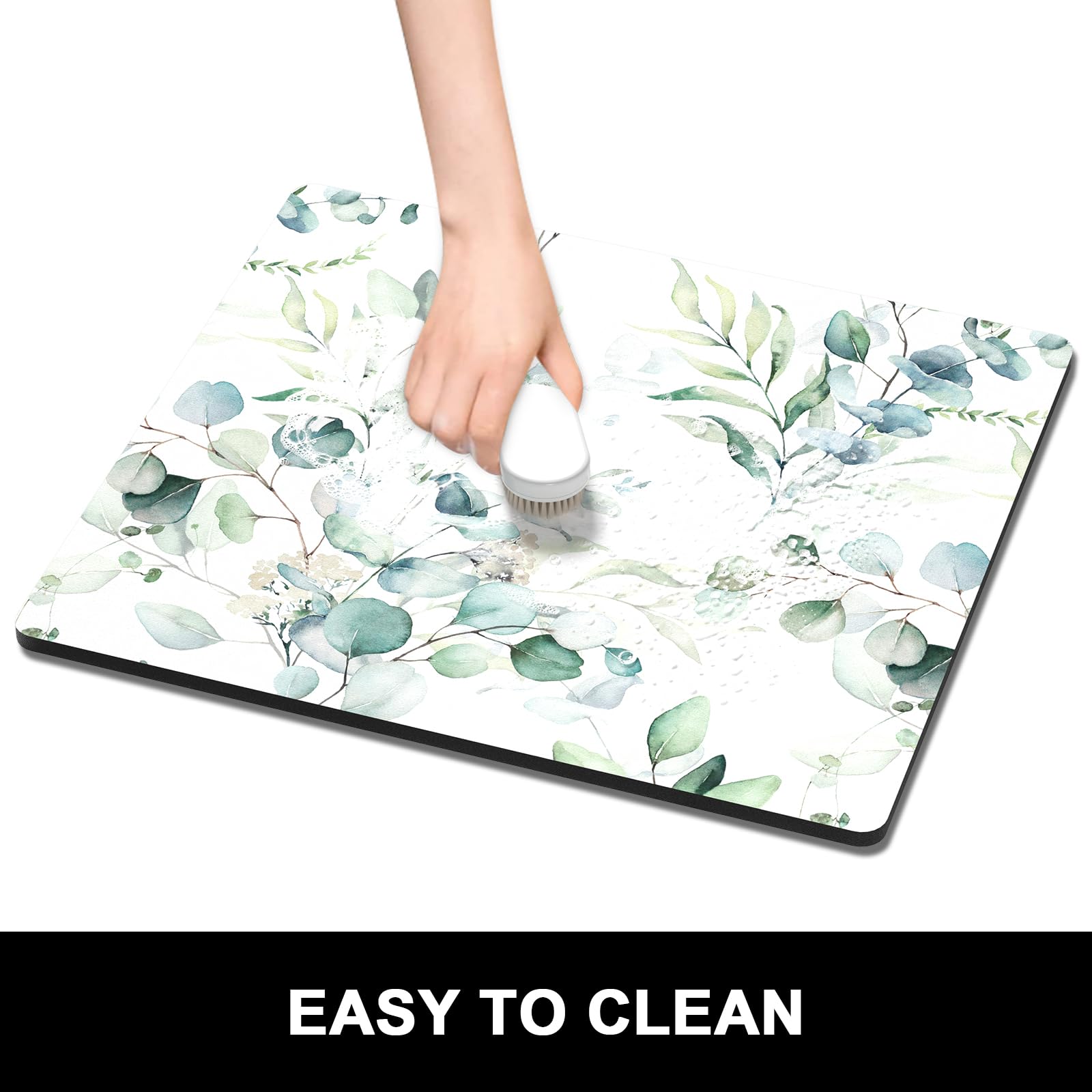Rnivvi Coffee Mat, 12" x 19" Coffee Bar Mats for Espresso Machine Station Accessories and Organizer, Hide Stain Rubber Backed Absorbent Dish Drying Pad for Kitchen Counter, Cute Bar Decor Pad, Black