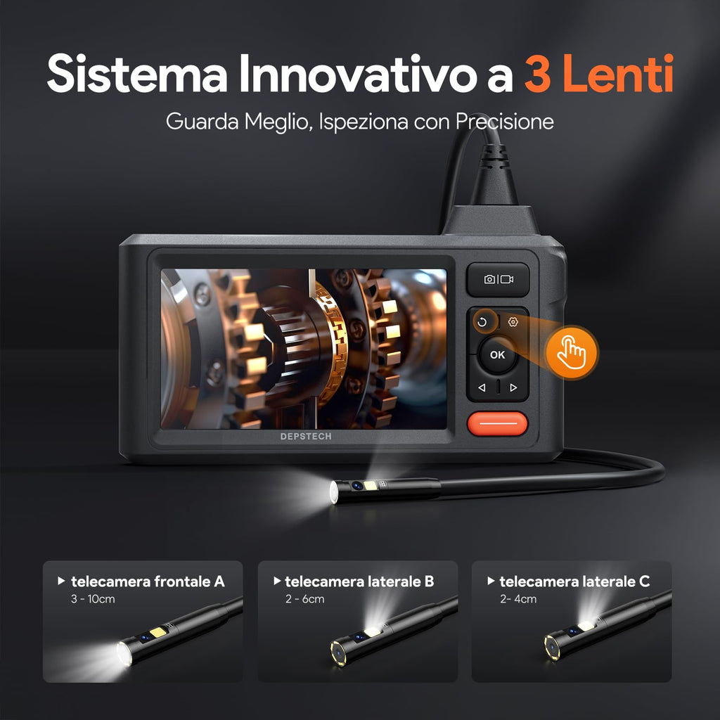 50FT Triple Lens Sewer Camera, DEPSTECH Borescope with 5" IPS Screen, 1080P Endoscope with Light, Flexible Snake Inspection for Wall, Plumbing, Automotive Engine Inspect