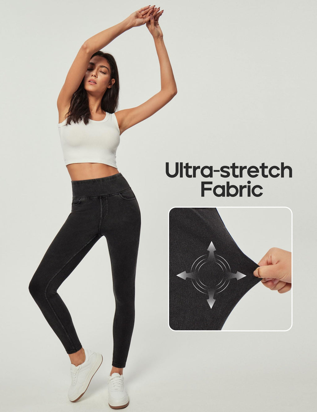 Heathyoga Stretchy Jeans for Women Trendy High Waist Pull On Jeggings Tummy Control Womens Skinny Jeans Leggings with Pockets