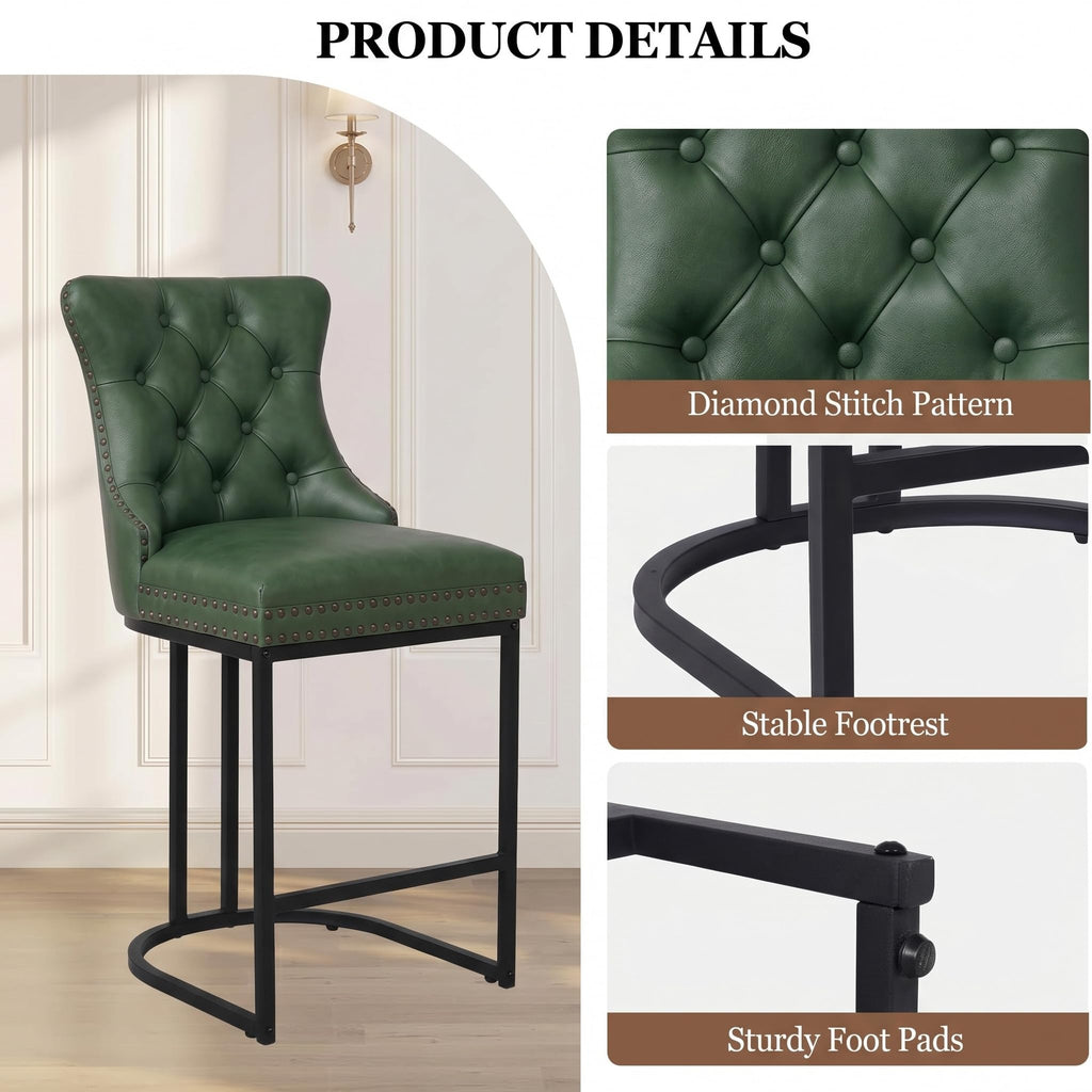 UVV Counter Height Bar Stools Set of 1, 26" Modern Barstools with Back, Velvet Upholstery Counter Chairs with Metal Legs for Kitchen Island, Bar, Counter, Beige