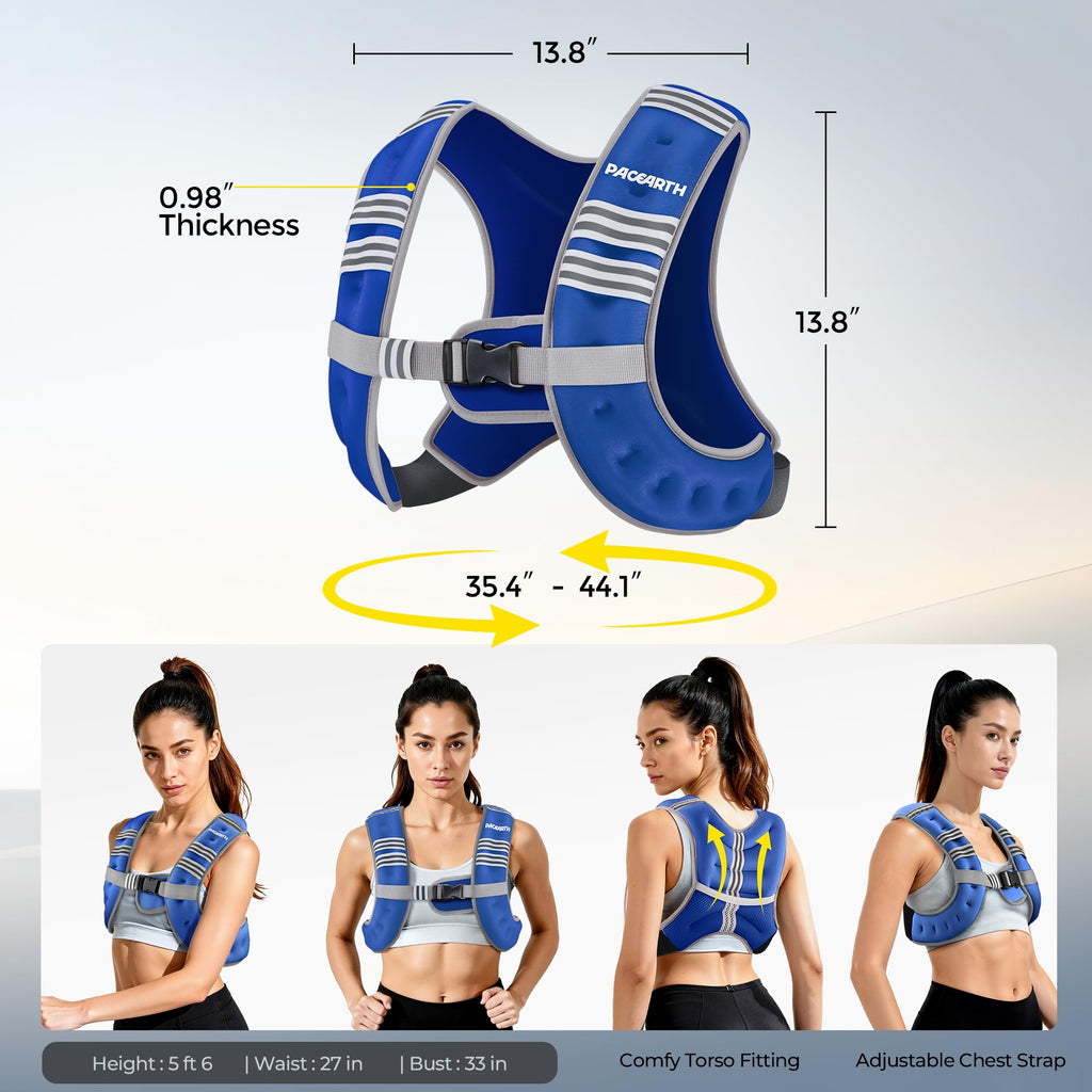 PACEARTH Weighted Vest,6lb/8lb/10lb/12lb/16lb/20lb/25lb/30lb Weight Vest with Reflective Stripe, Body Weight Vests for Women, Men, Weight Loss Workout, Strength Training, Running, Walking, Jogging