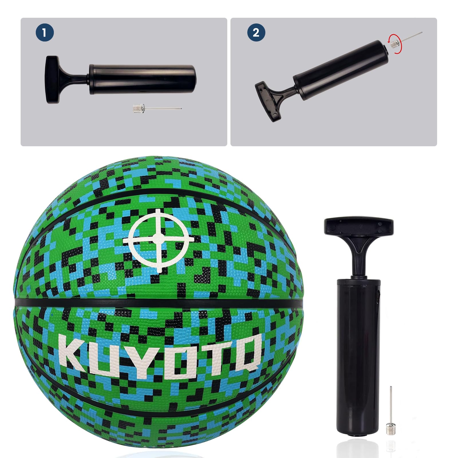 KUYOTQ Kids Youth Adult Size 3/4/5/6/7 (22/25.5/27.5/28.5/29.5") Basketball Premium Rubber or Faux Leather Basketball Indoor Outdoor Basketball for Boys Girls Womens Mens Basketball Gifts (Deflated)