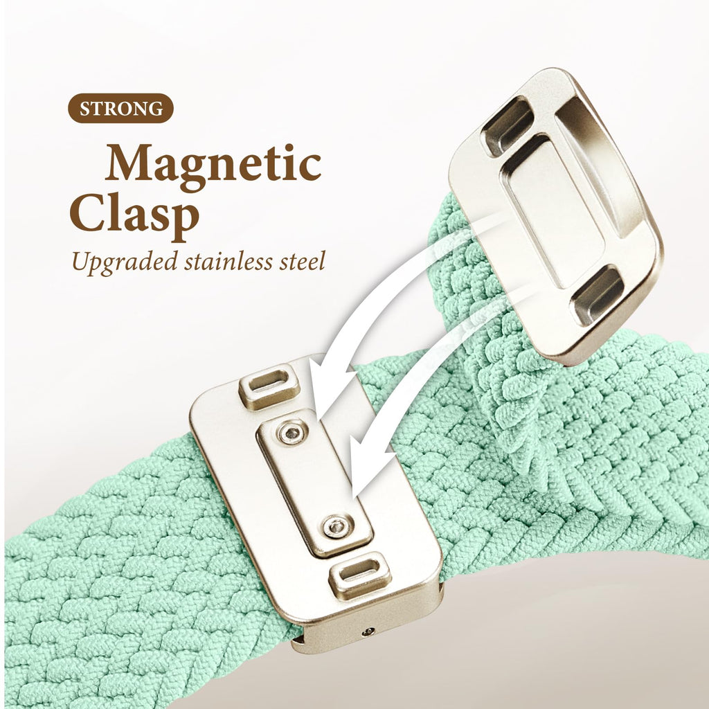 Braided Stretchy Bands with Magnetic Clasp Compatible for Apple Watch Band 38mm 40mm 41mm 42mm 44mm 45mm 46mm 49mm Women Men, Nylon Sport Solo Loop for iWatch Series 11 10 9 8 7 6 5 4 3 Ultra 3 2 1 SE