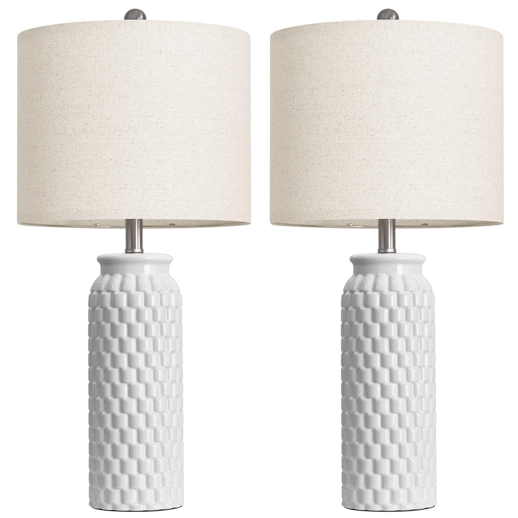 USumkky 20.5" Gold Modern Ceramic Bedside Lamp Set of 2 for Bedroom Decor Farmhouse Table Lamp for Living Room Office Dorm