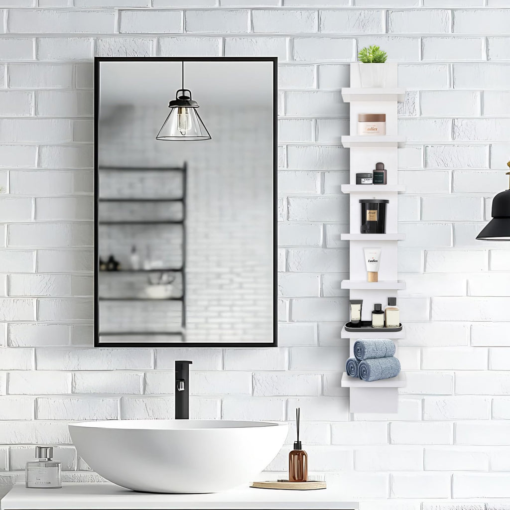 Homaterial Wall Shelves 4 Tier, Simple Vertical Corner Shelf for Room, Kitchen Wall Decor, Makeup Perfume Organizer,Decorative Shelving Unit, Black
