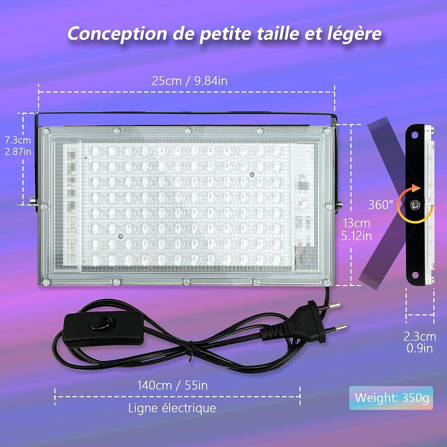 100W LED Black Light, Powerful UV Spotlight, IP66, 395nm UV Lamp for Christmas, Halloween Glow Party (1 Pack)
