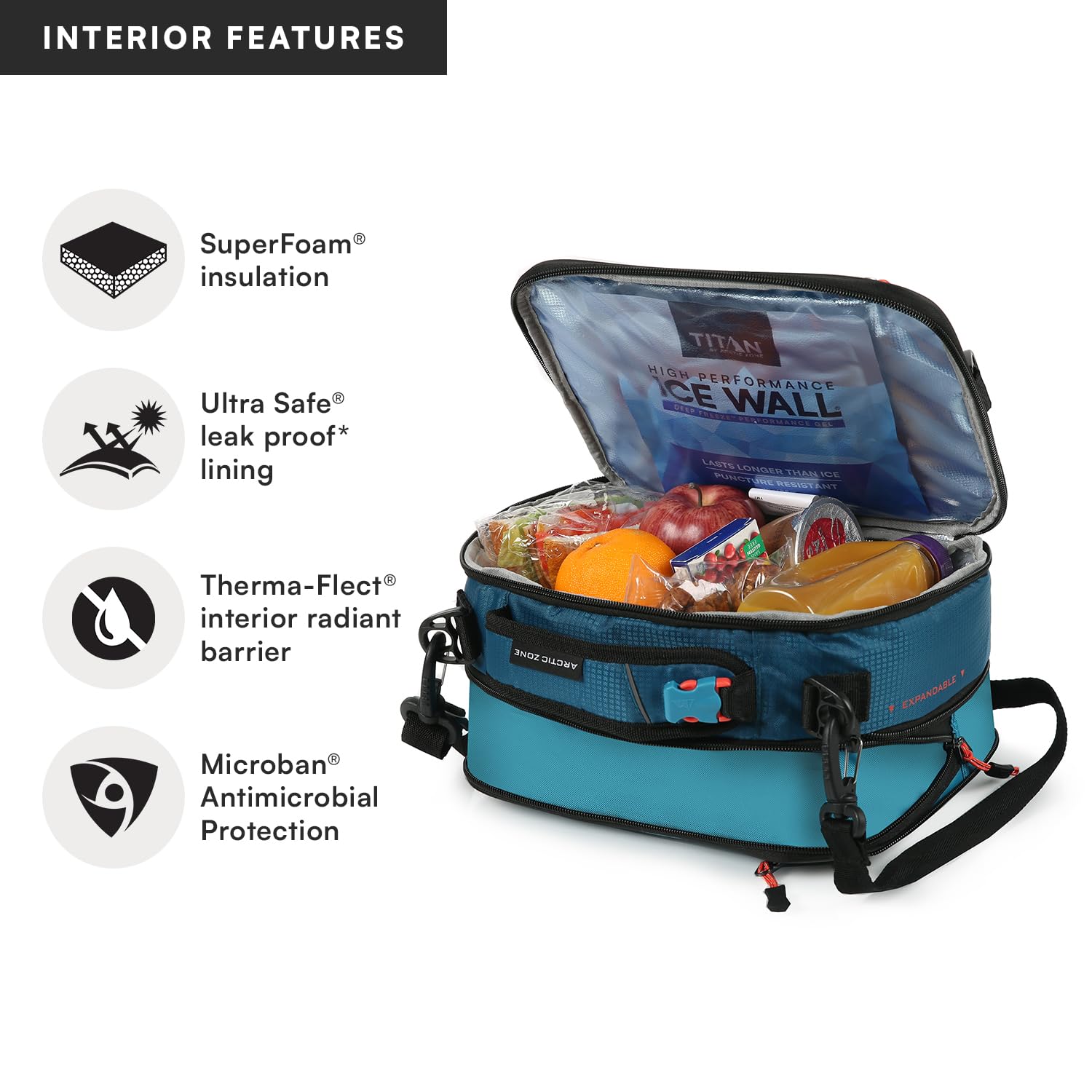 Arctic Zone Titan Deep Freeze Fridge Expandable Insulated Horizontal Lunch Pack, Grey